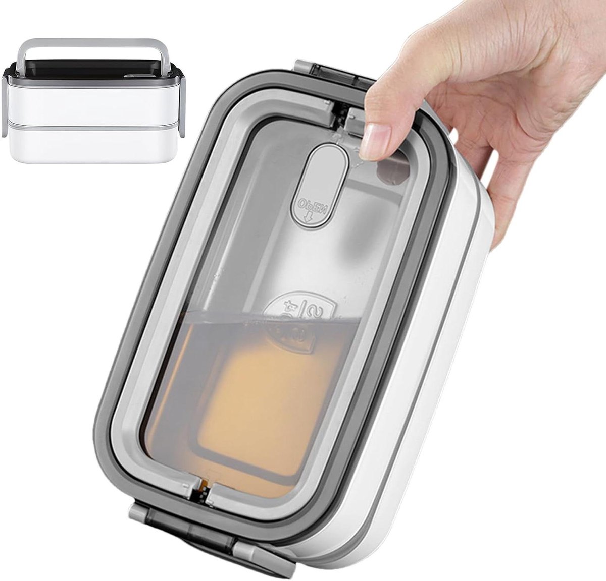 Geïsoleerde Lunchbox - Voedselcontainer Thermo - Maaltijden Warm Houden - Dubbele Vakken Ontwerp - 19.7 x 10.4 cm - Grijs