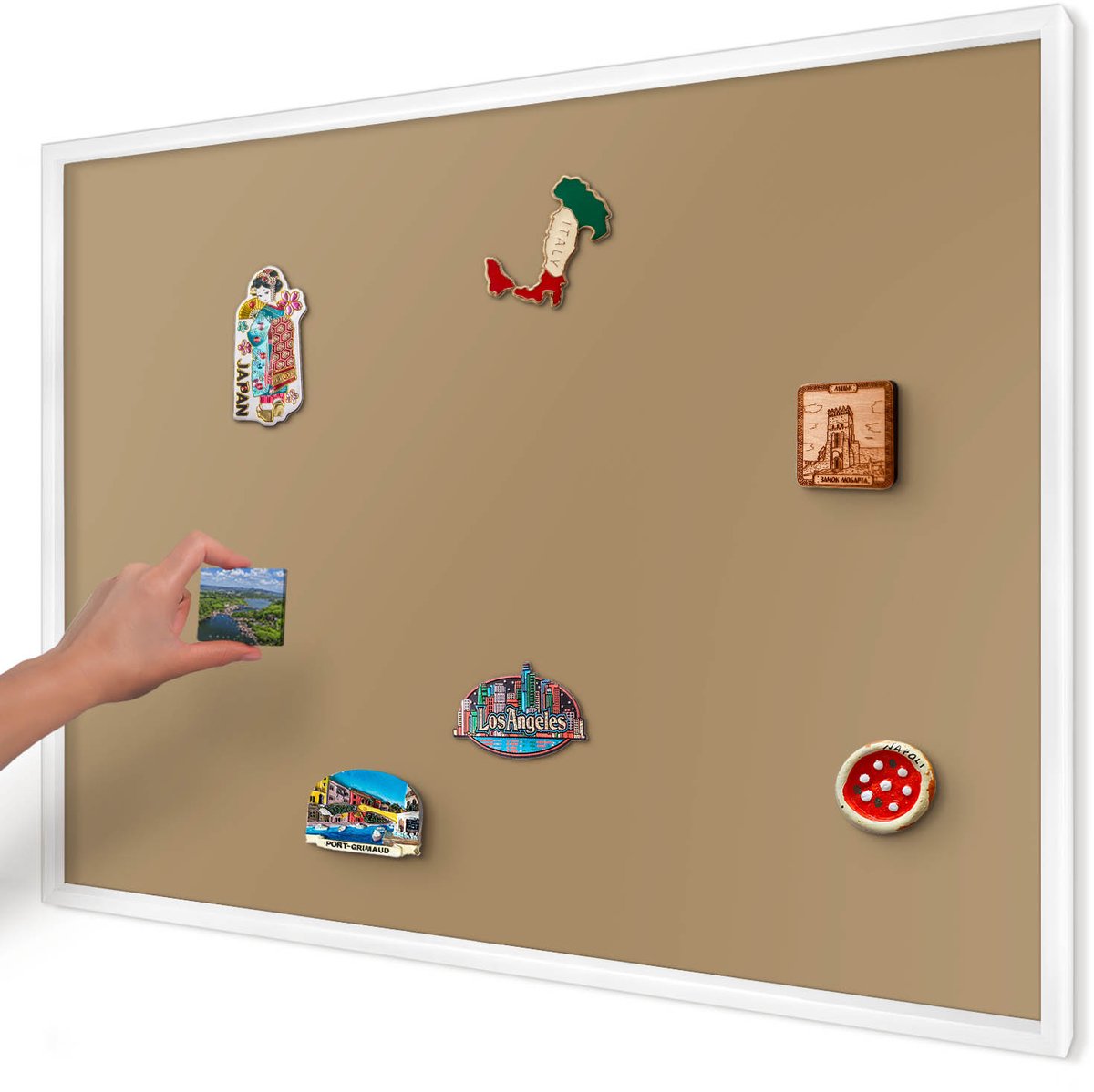 Artprintcave Bruin Magneetbord mit Witte Lijst - 100x70 cm - Bruine Kleur Wandbord Magnetisch - Minimalist Magneet Bord mit Frame - Achtergronden En Patronen
