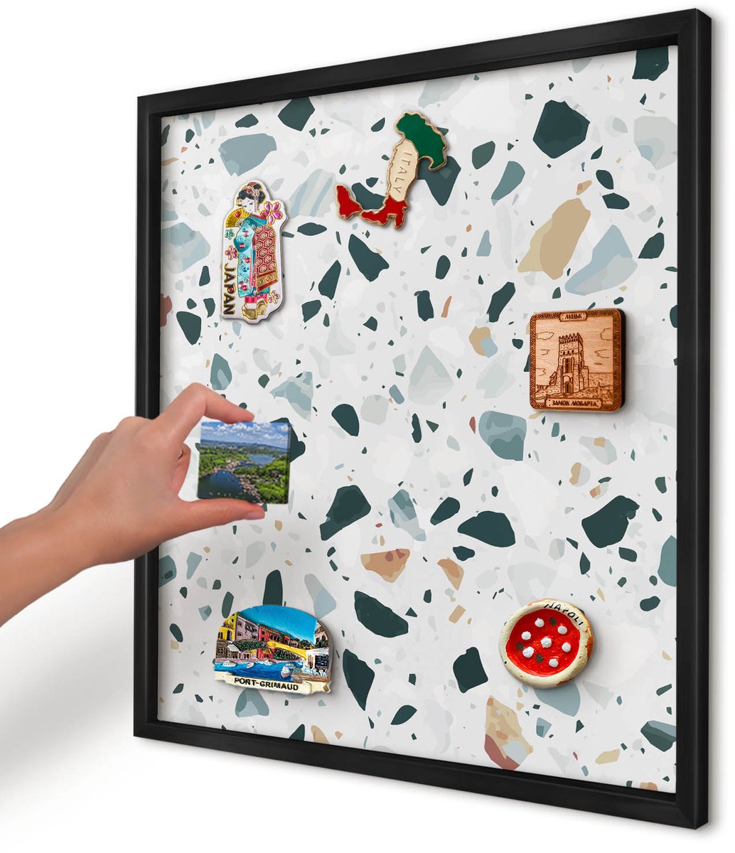 Artprintcave Grijs Magneetbord mit Zwart Frame - 50x50 cm - Dynamische Patronen Notitiebord - Modern Magnetisch Bord - Texturen