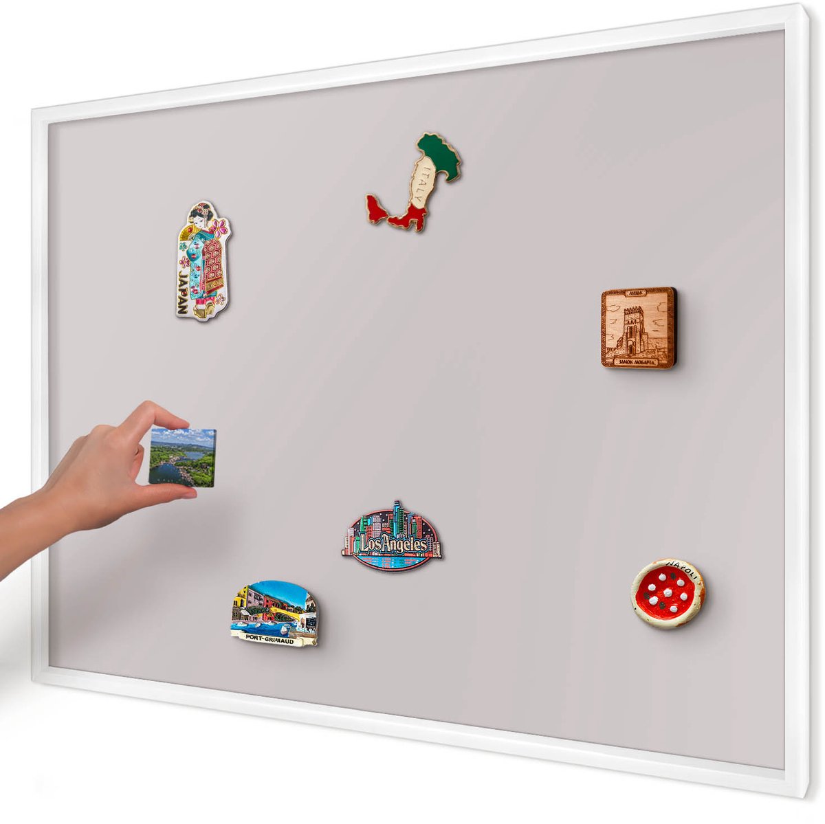 Artprintcave Roze Magneetbord mit Witte Lijst - 100x70 cm - Asgrijs Magneetbord Voor Keuken - Minimalist Notitiebord - Achtergronden En Patronen