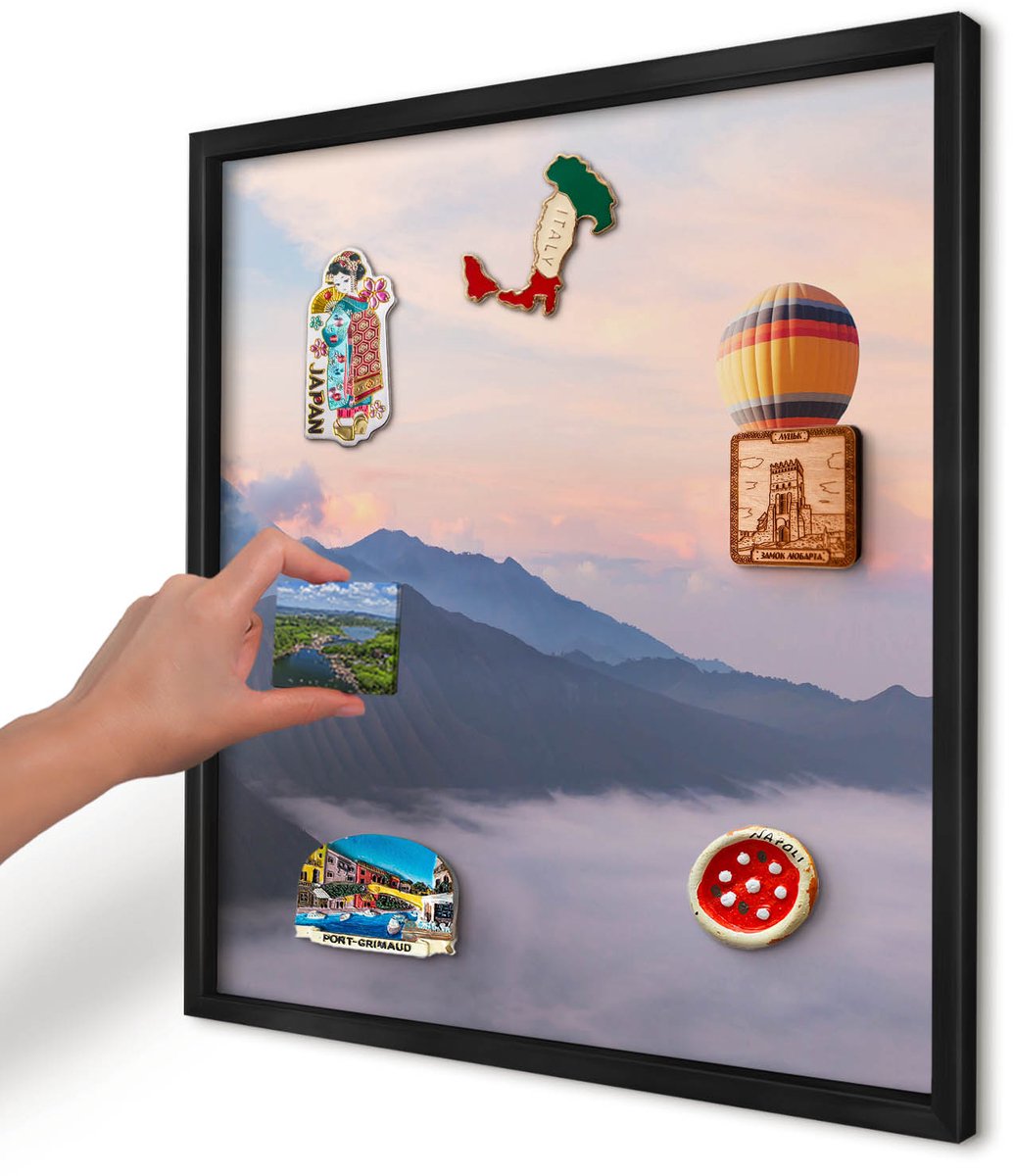 Artprintcave Blauw Magneetbord mit Zwart Frame - 50x50 cm - Hemelreis Magneetbord Voor Foto's - Fotografisch Magnetisch Bord Voor Magneten - Landschappen