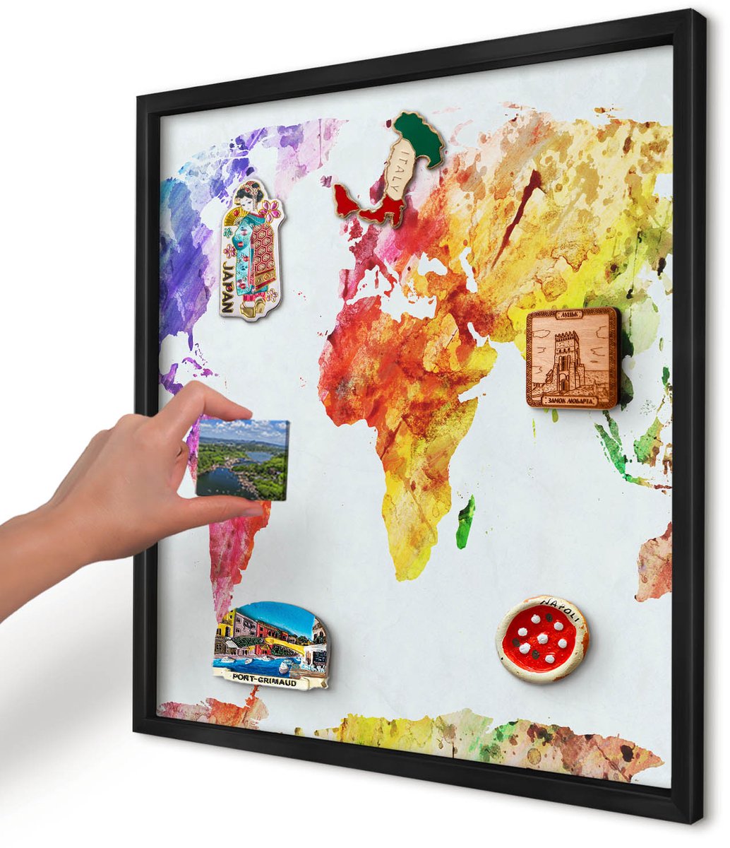 Artprintcave Geel Magneetbord mit Zwart Frame - 50x50 cm - Kleurenkaart Notitiebord - Waterverf Magnetisch Bord Voor Magneten - Kaarten