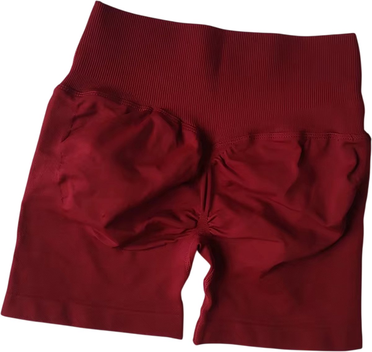 Dames Yoga Shorts Hoge Taille – Sport Shorts Dames met Cross-Waistband, Fitness Short, Hardloopshort Dames, Gym Kleding - Rood - Maat S