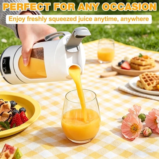 Draagbare Blender - Smoothie Maker To Go - Verse Sappen Maken - 12 Roestvrijstalen Messen - 450 ml - Wit — afbeelding 5