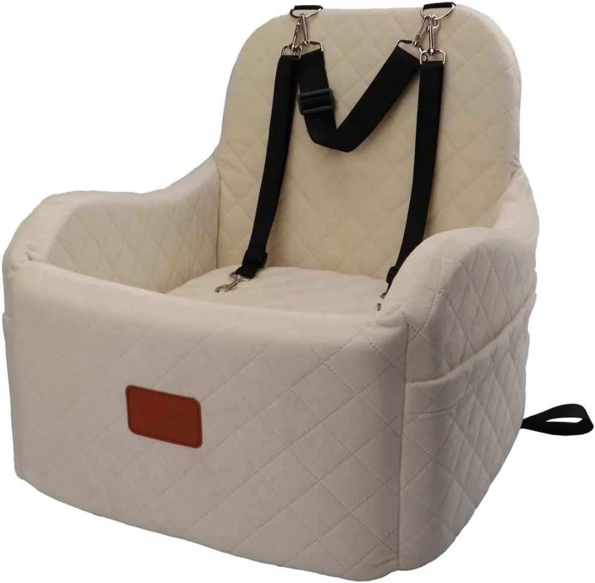 Hondenautostoel Verhoger - Hondenmand Auto - Veilig Reizen - Schokabsorberend Schuim - 15 cm Verhoogd - Beige