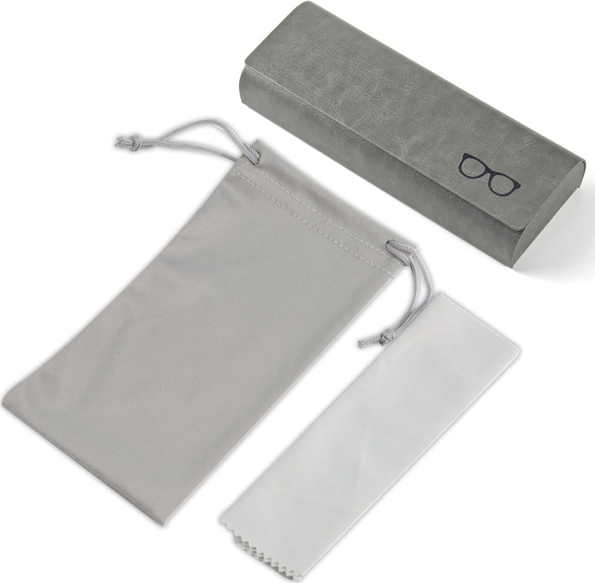 Hard Shell Bril Etui van PU Leer met Schoonmaakdoek, Groene Brilhouder, Duurzaam en Compact Design