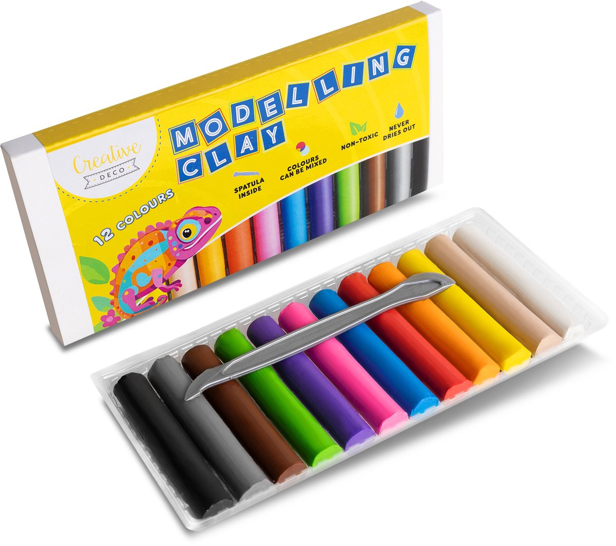 Creative Deco Plasticine voor Kinderen School | 12 Kleuren | Modelleer Stopverf | 1600g | Droogt nooit op | De Beste Plasticine Educatief, Creatief Cadeau Speelgoed | Glutenvrij | Veilig Niet-Giftig