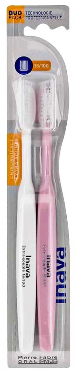 Inava Chirurgische Tandenborstel 15/100 Duo Pack (Kleur : Wit)