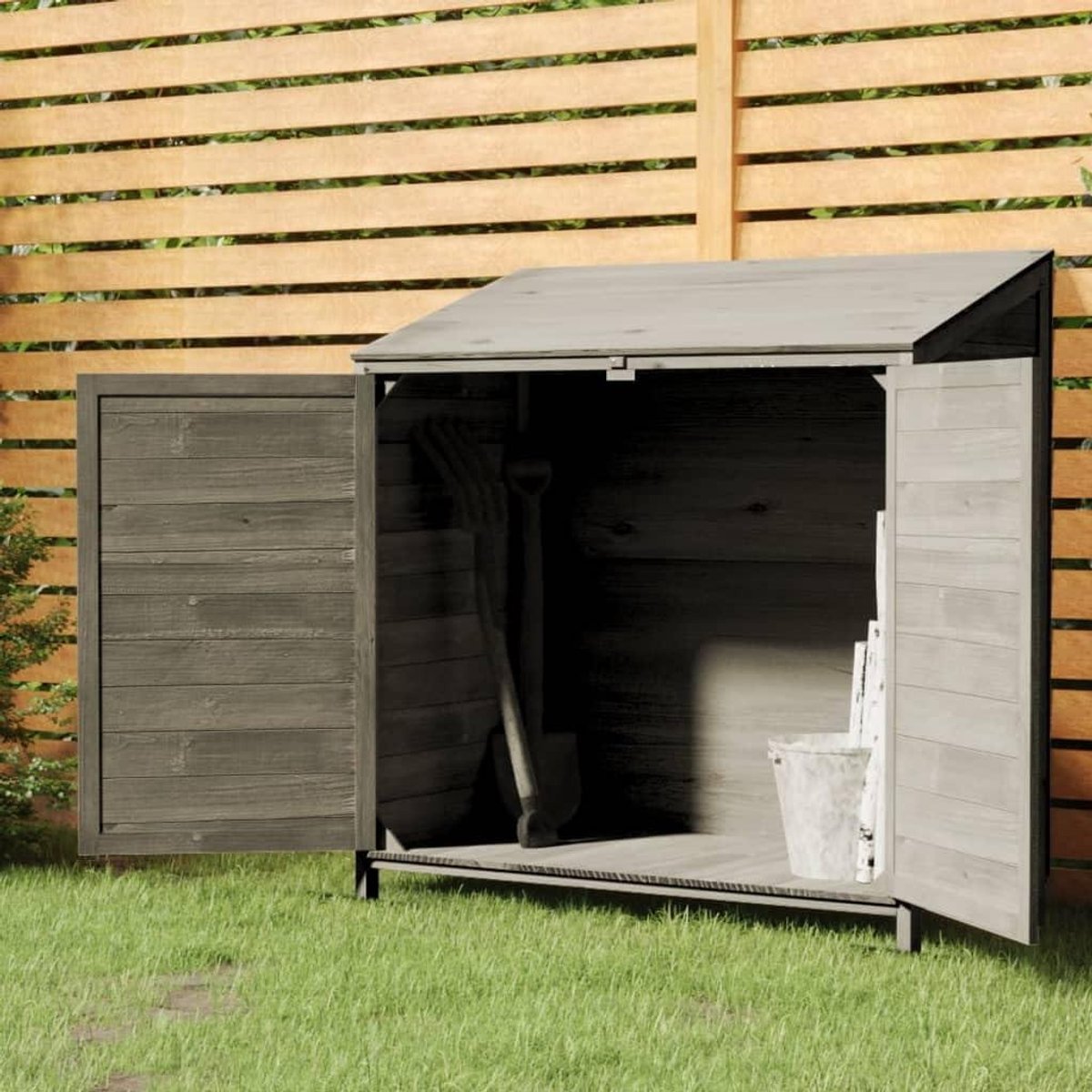 Houten Tuinschuur - Gereedschapsschuur Tuinhut - Buiten Opslag - Massief Dennenhout - 102 x 52 x 112 cm - Antraciet