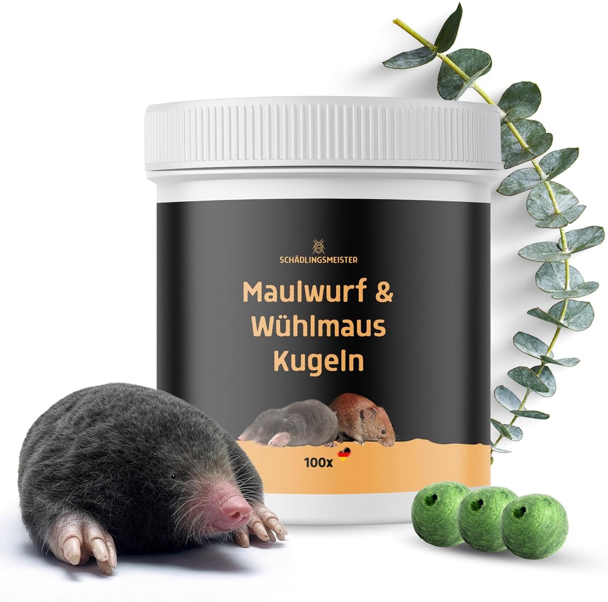 SnelShoppen - Mollen- en Woelratten Repeller - 100 Biodegradable Eucalyptus Olie Bollen - Effectieve Tuinbeschermer - Mollenbestrijding zonder Doden