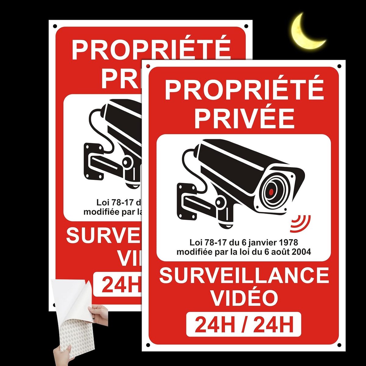 SnelShoppen - Video Monitoring Bord Reflectief, Privé Eigendom Onder Video Surveillance, Camera Functie, 21 x 30 cm, Binnen/Buiten, PVC, met Stickers