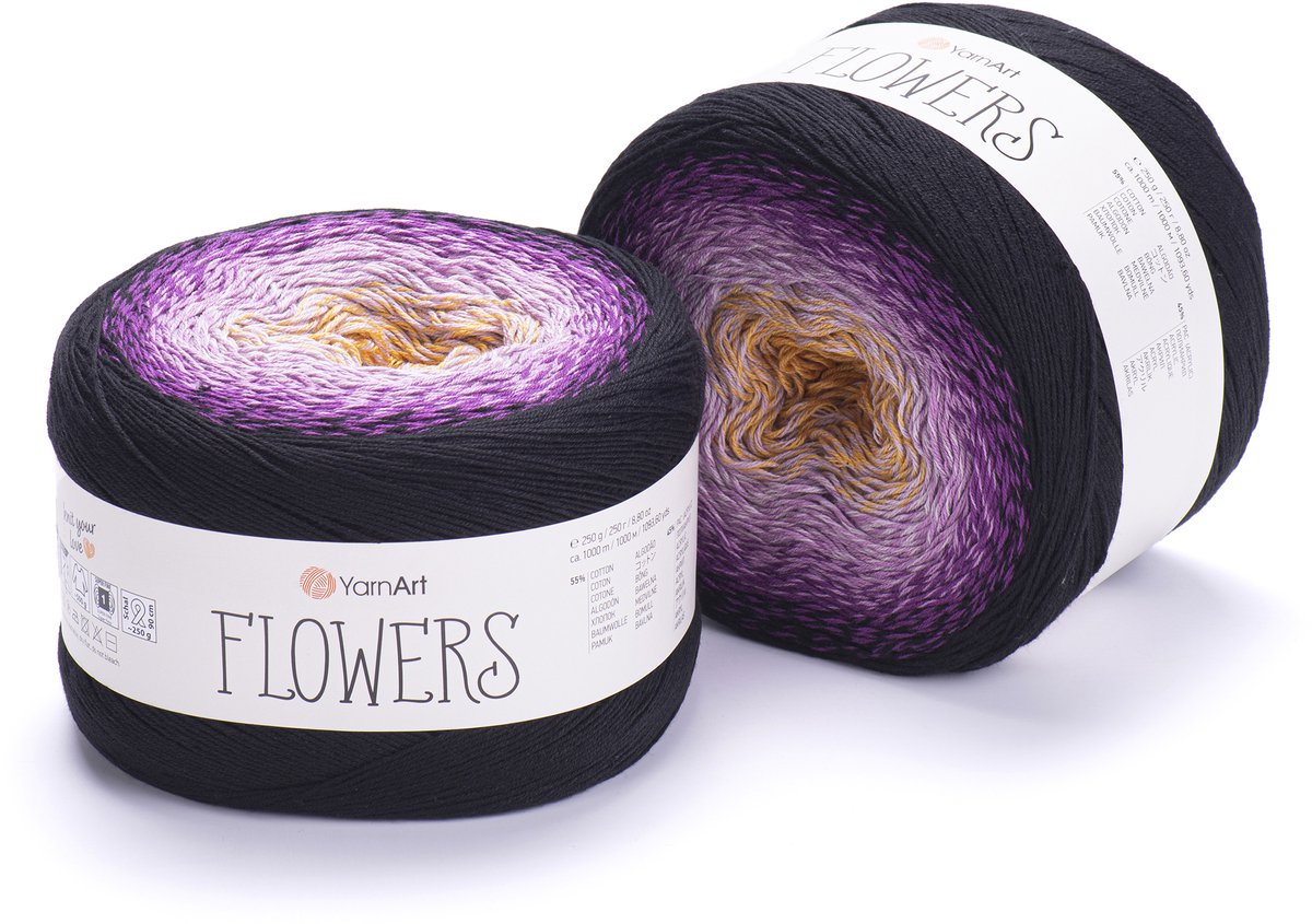 YarnArt Flowers Verloopgaren - 55% Katoen 45% Acryl - voor Haken en Breien - 250g / 1000m - Kleur 303