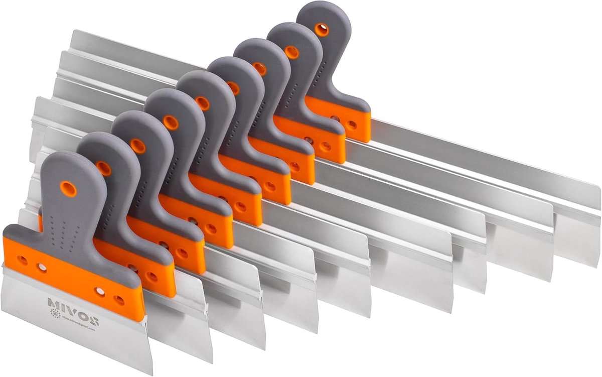 Vlakplamuurset 9 x professioneel - roestvrij staal - softgrip handvat - ideaal voor gladde afwerking - ShopVlot