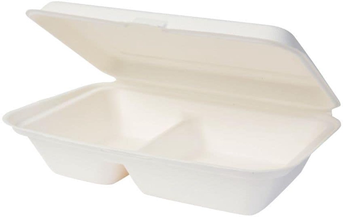 Bio wegwerp bagasse kommen suikerriet lunchbox gedeeld 2