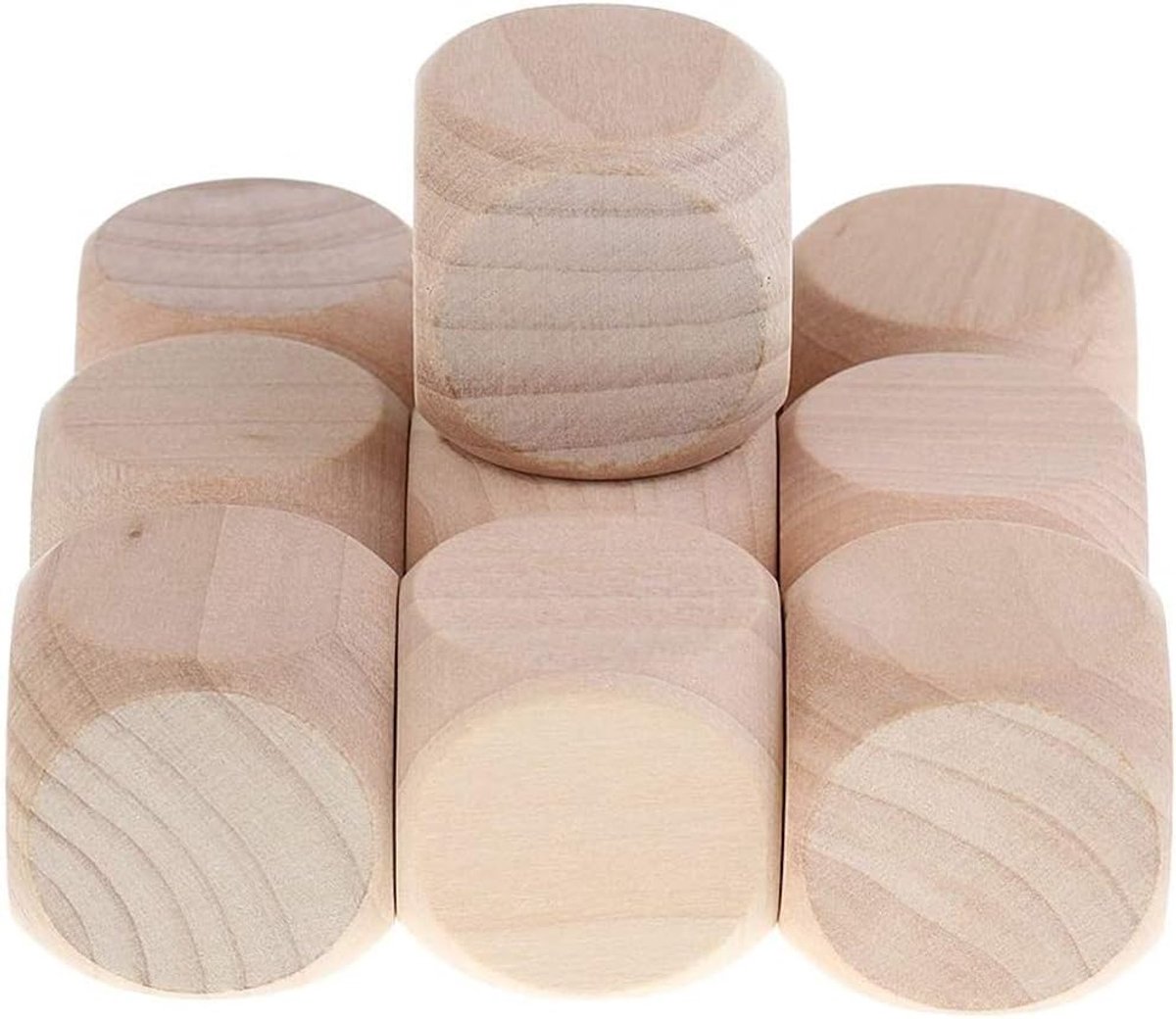 10Pcs Hout Blank Dobbelstenen D6 3cm Game Dobbelstenen Voor DIY Decoreren En Craft Projecten, Houten Plain Dobbelstenen Kubus Kubussen Blank Plain Ongelakt Hout
