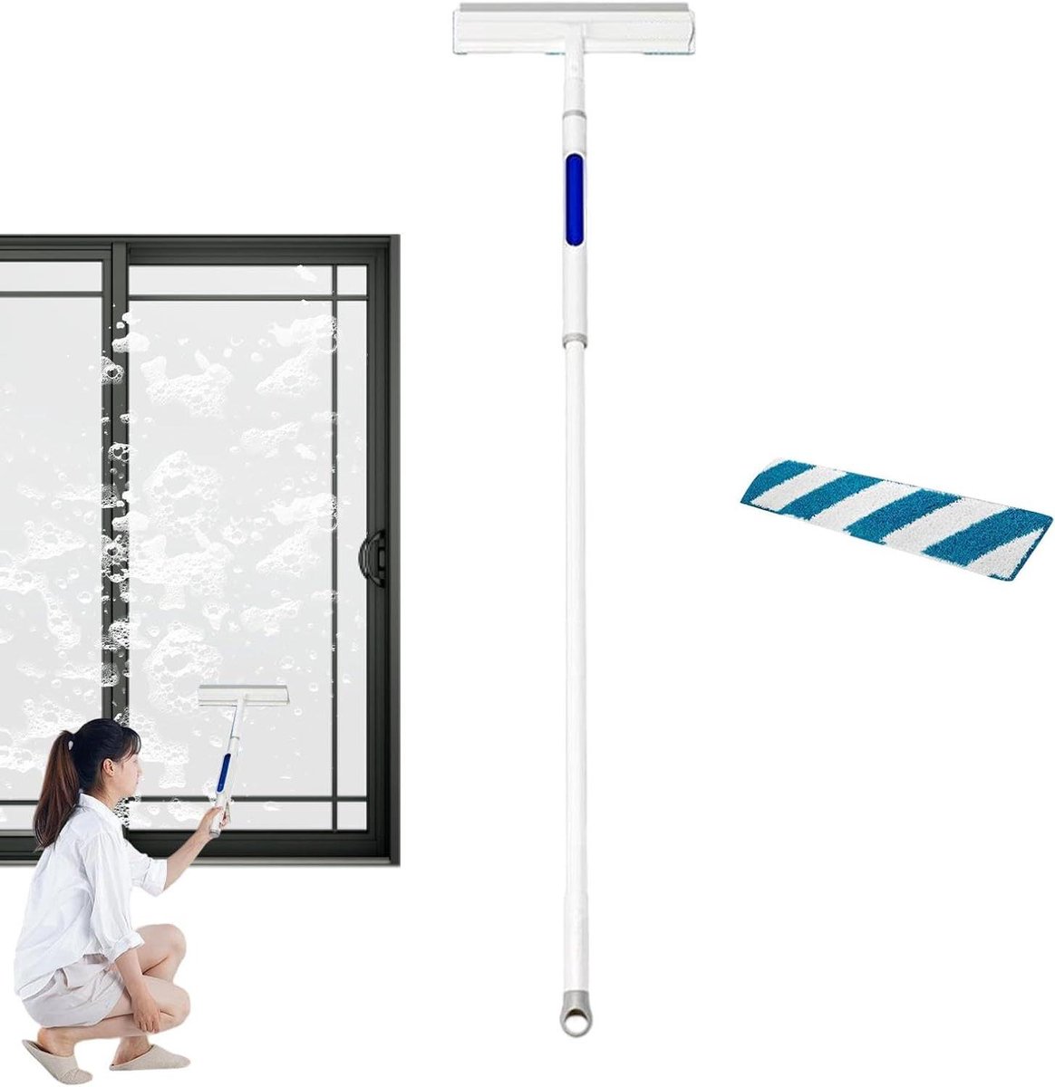 Raamtrekker Set - Raamwisser Rakel - Ramen Schoonmaken - 3-in-1 Functionaliteit - 130 cm Lengte - Niet gespecificeerd