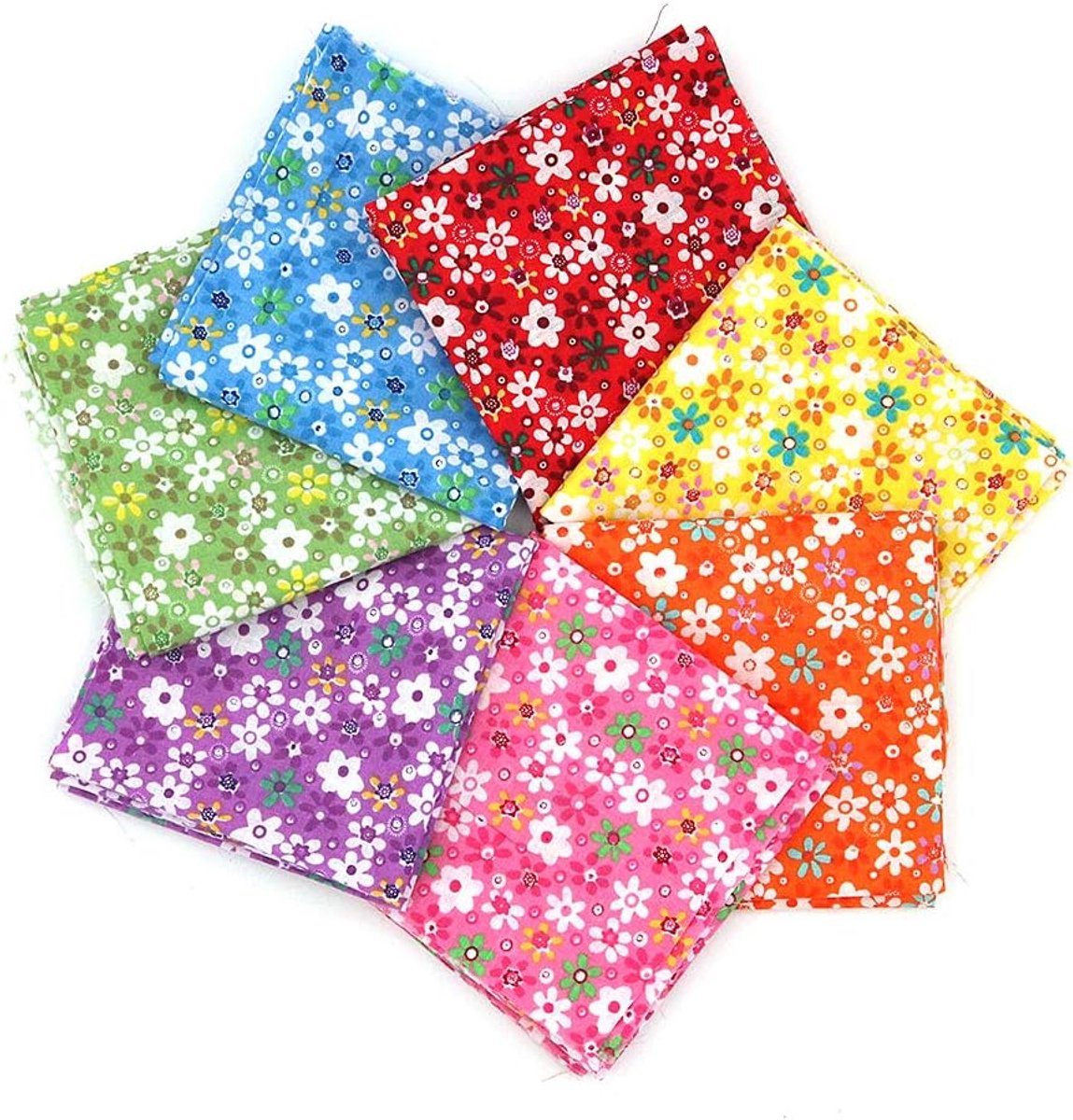 Stofpakket met 7 patchwork stoffen, 50 x 50cm, katoen, doe-het-zelf