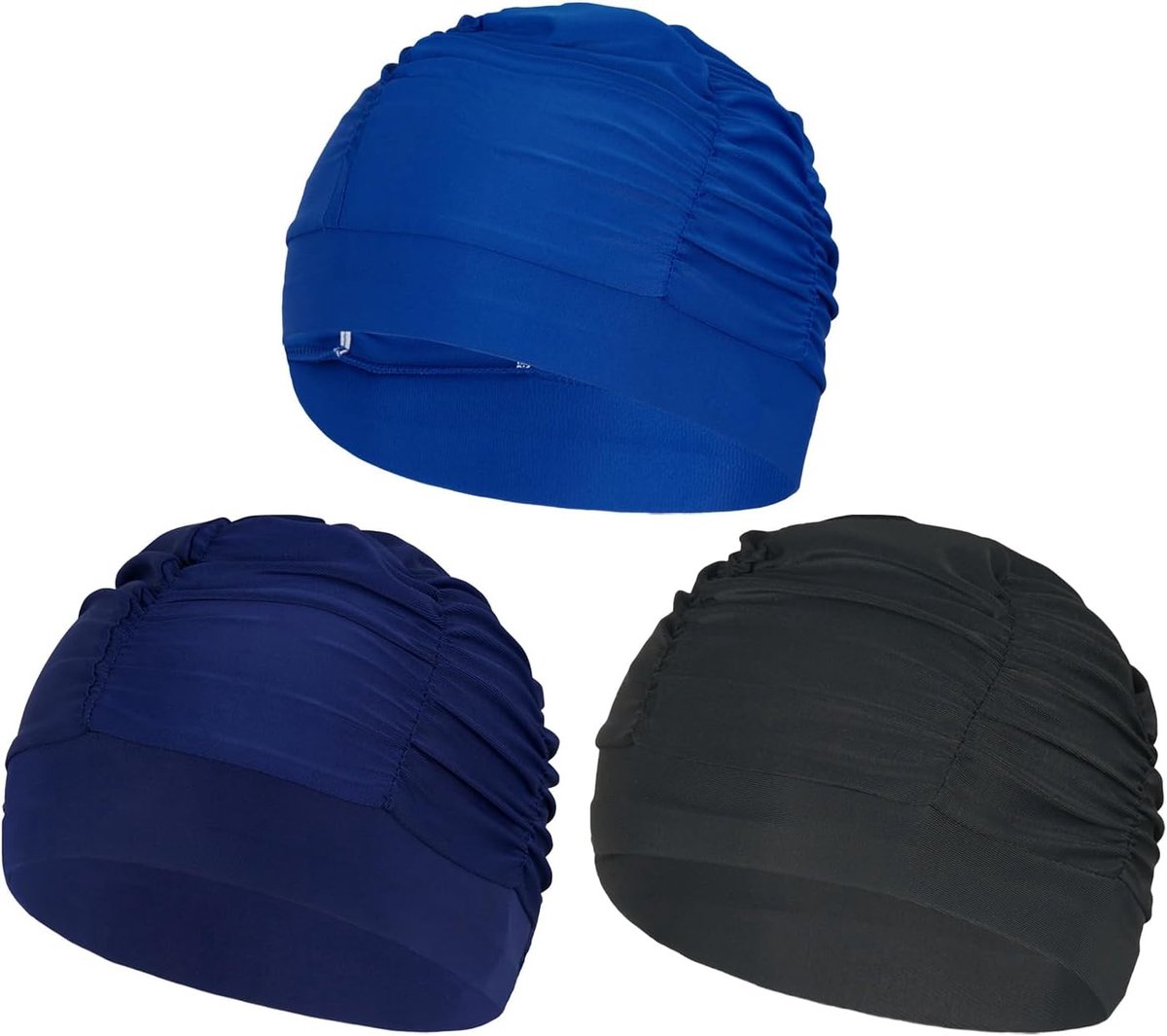 3 Stuks Effen Badmutsen Voor Volwassenen, Elastische En Sneldrogende Badmutsen, Comfortabel En Unisex.