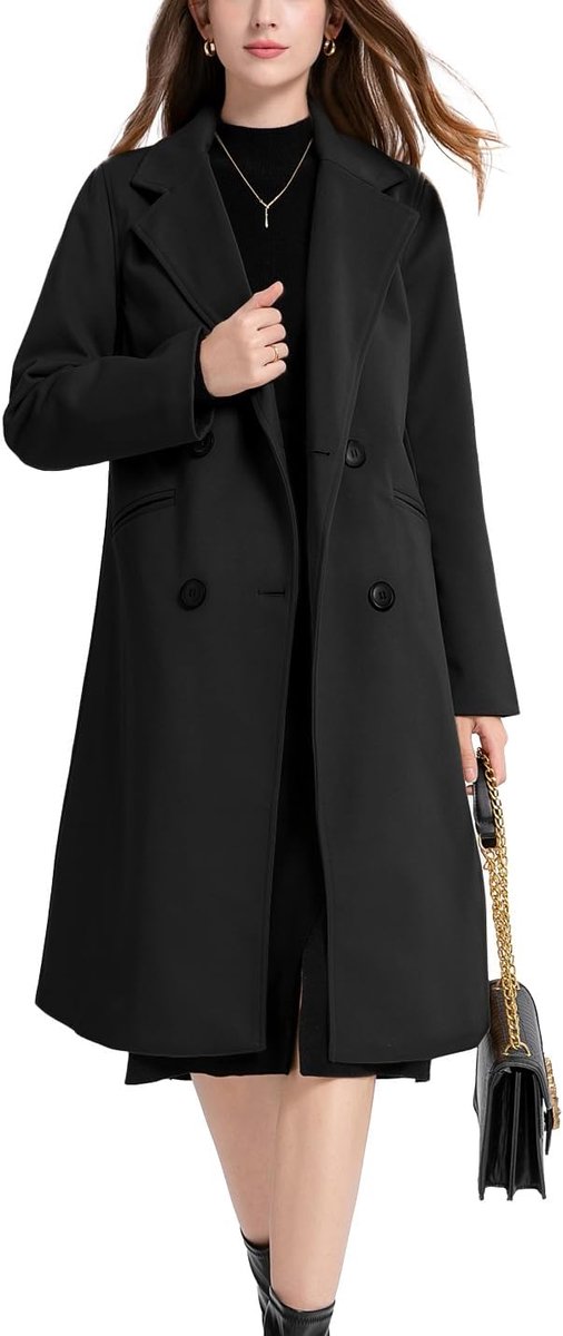 winter wollen mix mantel inkeping revers dubbele rij casual medium lange erwtenjas trench jassen outwear
