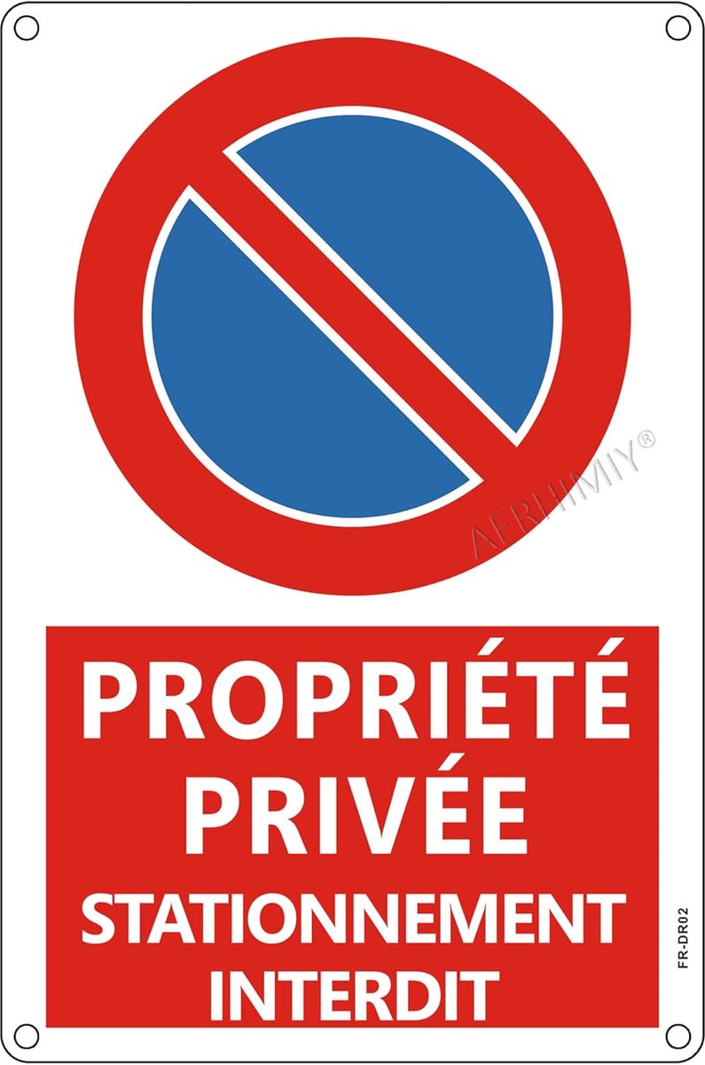 Interdit Privété Aluminium Refléchissant 20 × 30 cm, 1 Pièce Pancarte Propriété Privée Défense de Stationner Metal, Resistant aux UV, Imperméable, Avec Trous Percés