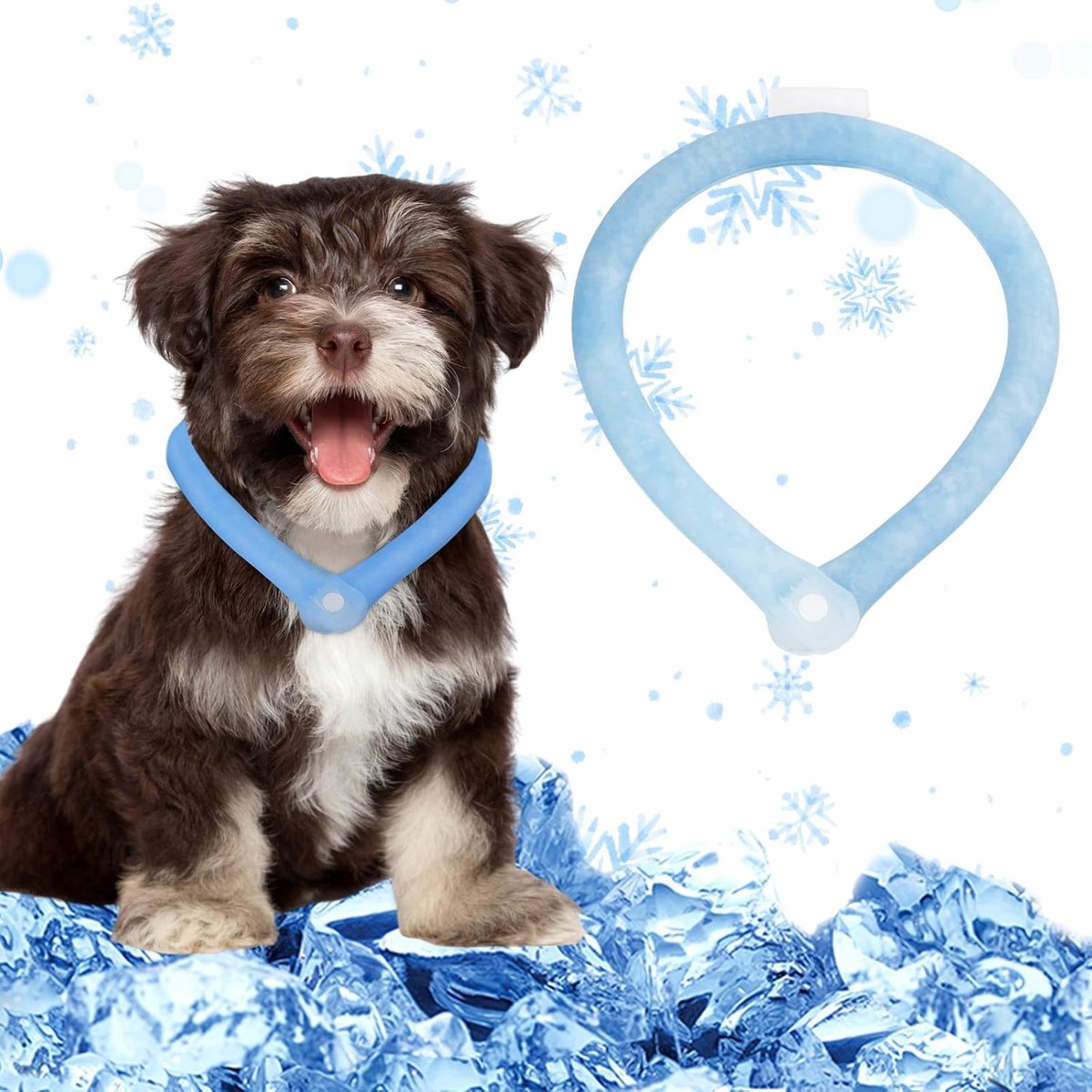 Koelhalsband voor honden, blauw, tot 47 cm halsomtrek Zelfkoelend