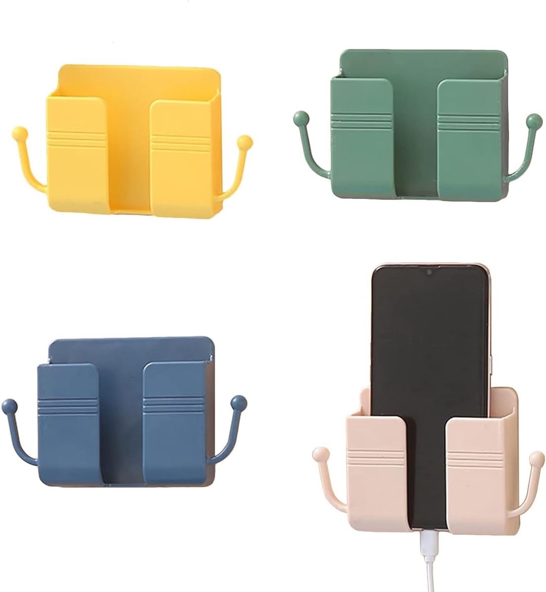 telefoonhouder, 4-pack Abs wandgemonteerde mobiele telefoonhouder met