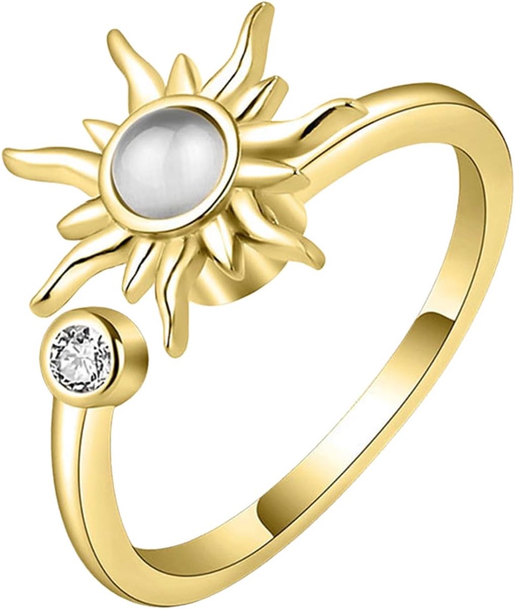 Rings, 1 stuks, goud, verstelbare open ring voor stressvermindering