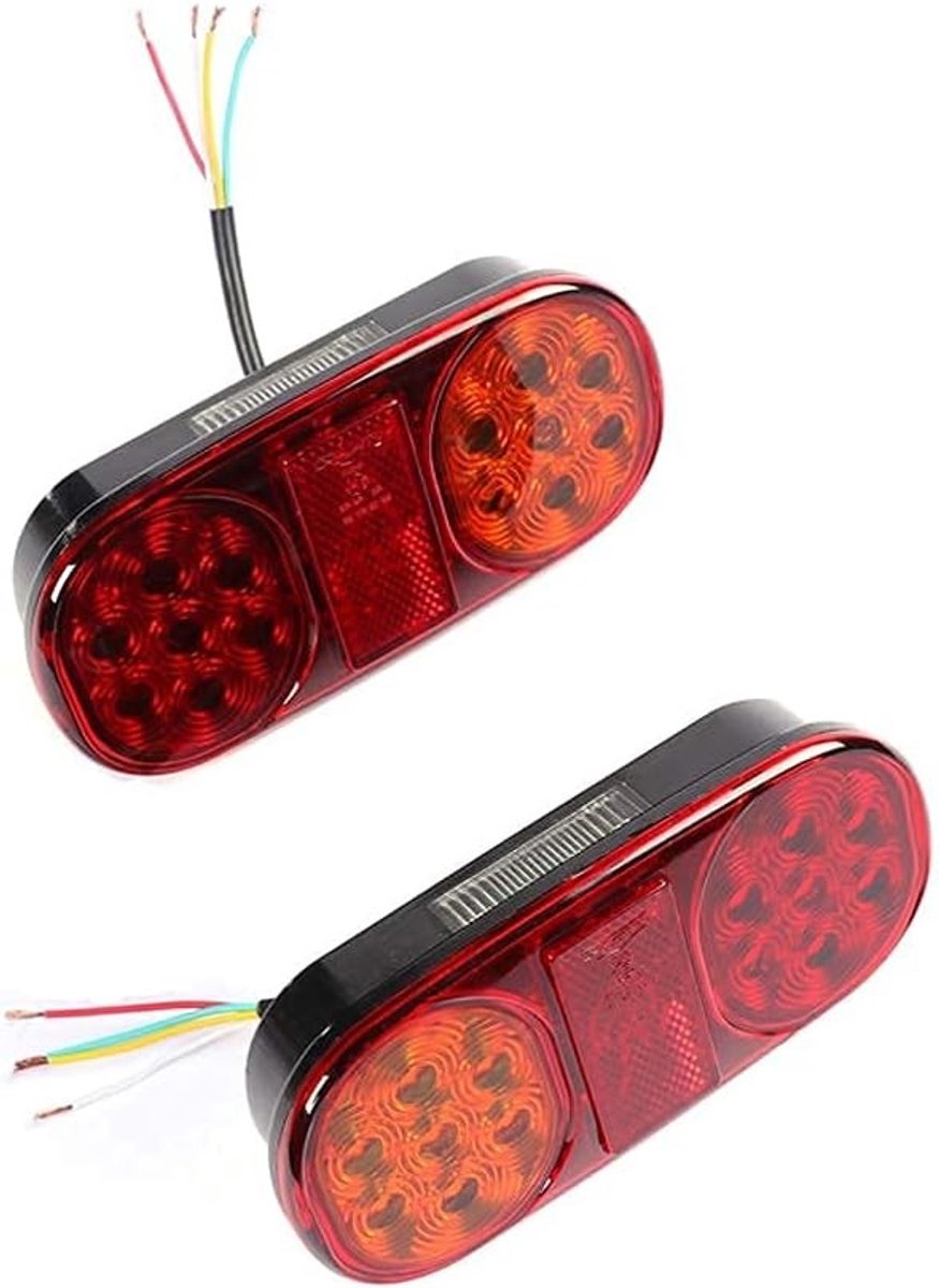 Universele Waterdichte LED Achterlichten met Kentekenplaatverlichting - 12V, Geschikt voor Caravan, Truck en Boot (Set van 1 Paar)