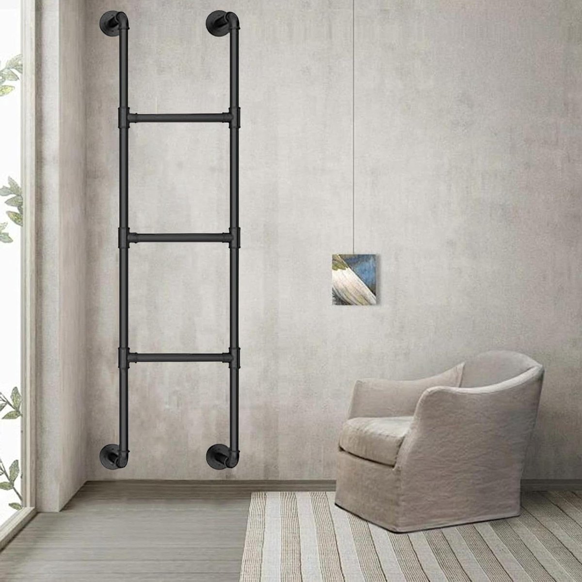 Stapelbedladder - Klimladder Noodtrap - Veilig Klimmen - Verstelbare Lengte - 15 cm Muurafstand - Zwart