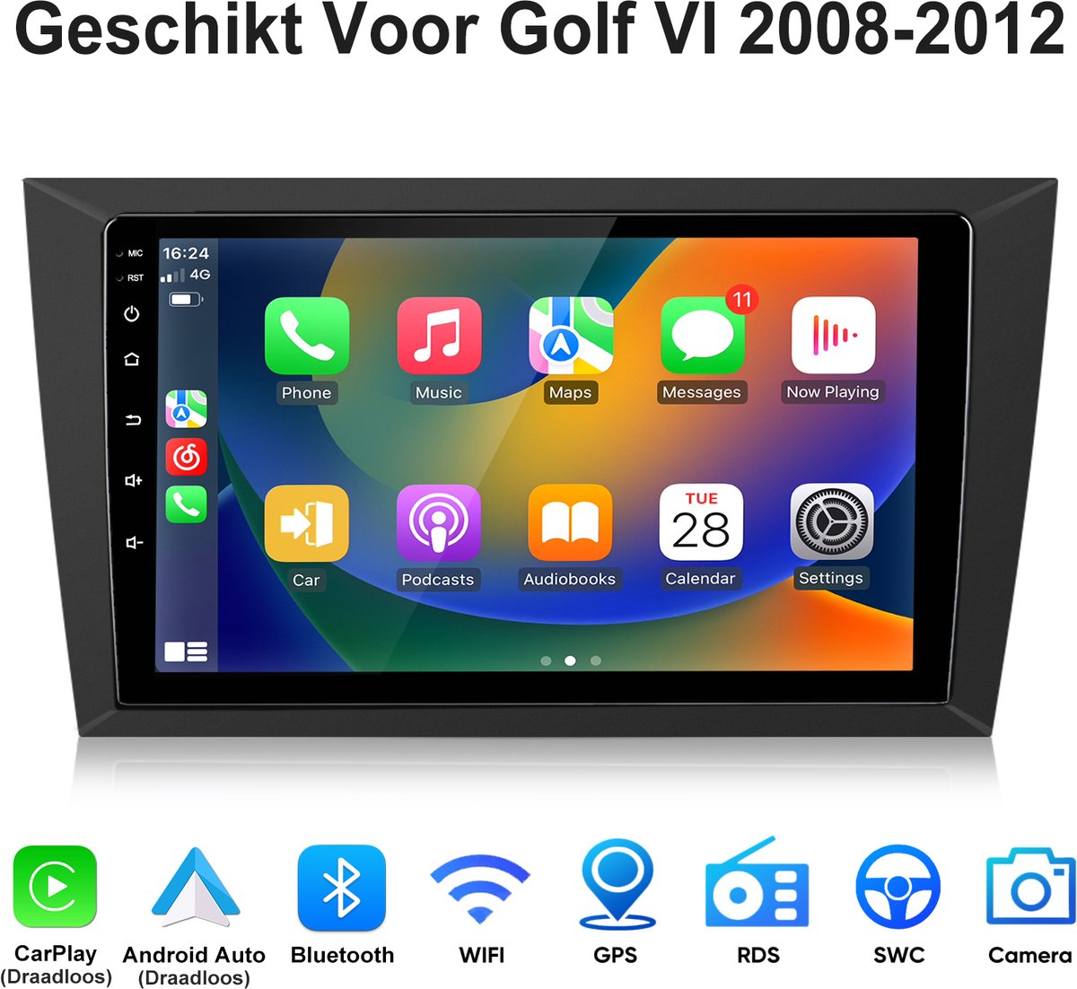 Junsun Android Autoradio Geschikt Voor Golf VI 2008-2012 - 4GB+64GB - Draadloze CarPlay & Andriod Auto - Bluetooth - 9 inch IPS Touchscreen - GPS Multimedia Navigatiesystem - WiFi - Stuurwielbediening - RDS - USB