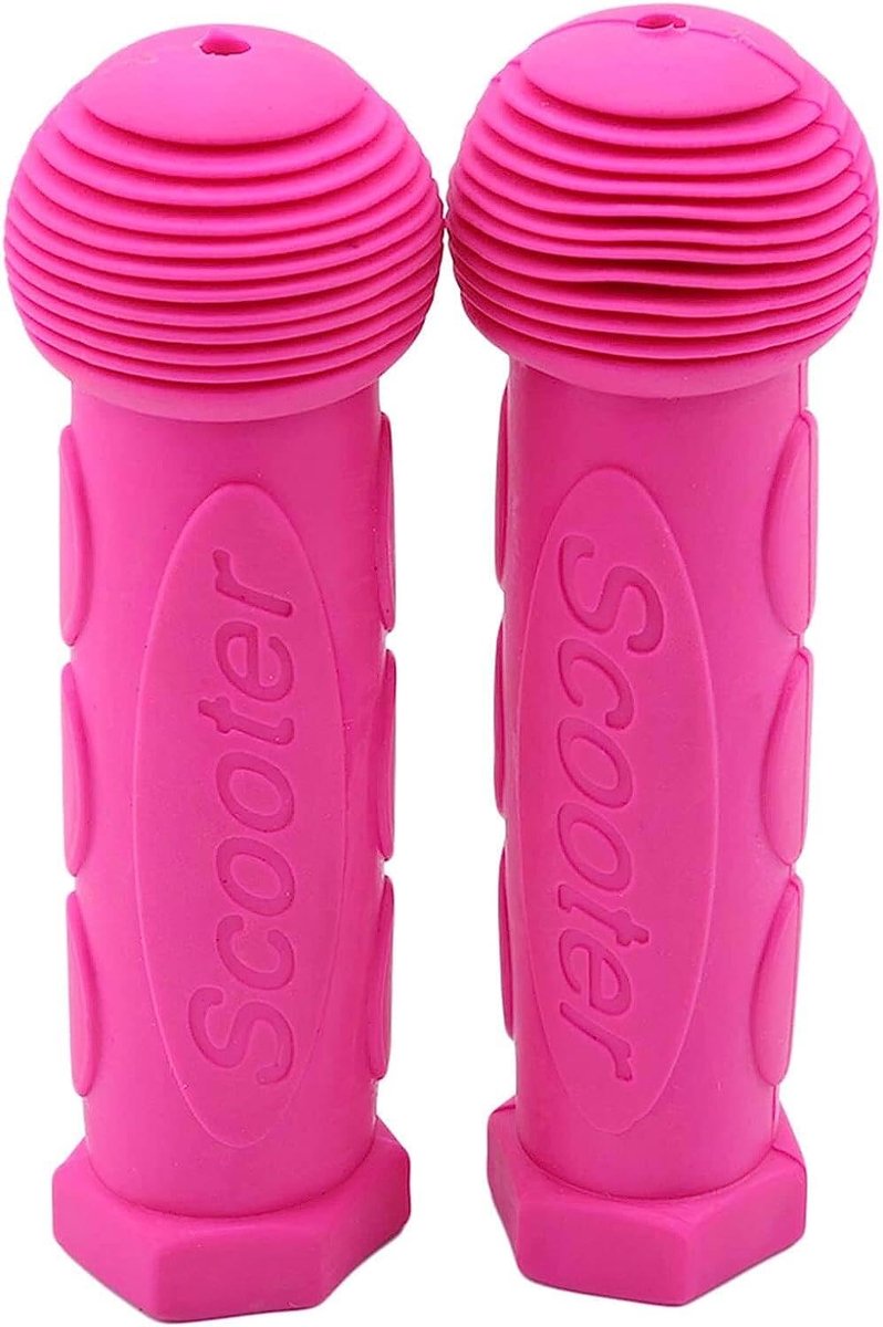 Fietshandvatten - Rubberen handvatten - Fietsstuurgrepen - Handgrepen - Grip fiets - Anti-slip - Stuur handvatten vervangen - Kinderfiets/Scooter/Step - 1 paar - Roze - 12cm - Jonyx