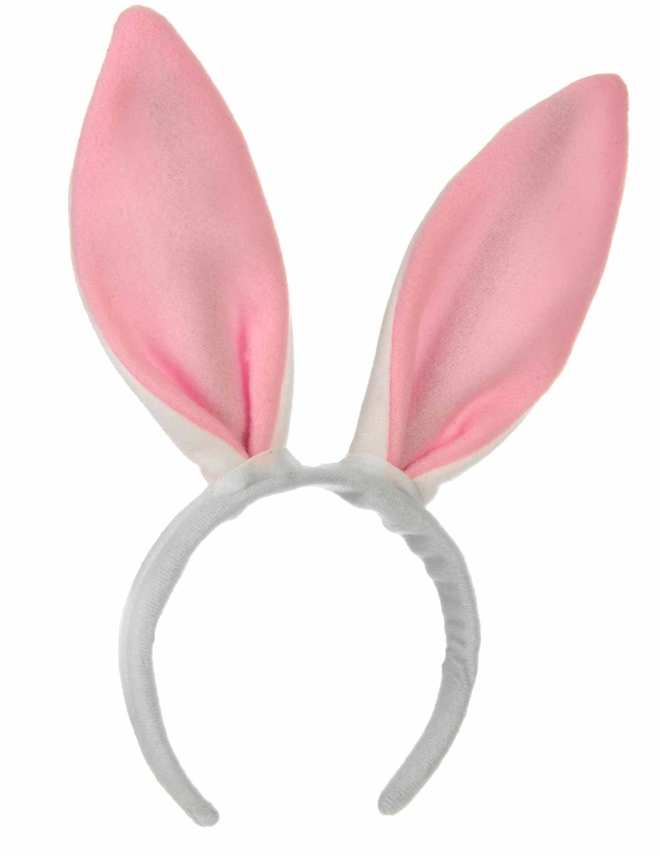 Konijnenoren - Hazenoren - Diadeem - Konijn oren - Haas oren - Verkleed diadeem - Hoofdband - Dieren verkleedkleding - Grote oren - Bunny ears - Verkleedaccessoire - Wit/roze - 1 stuk - Jonyx