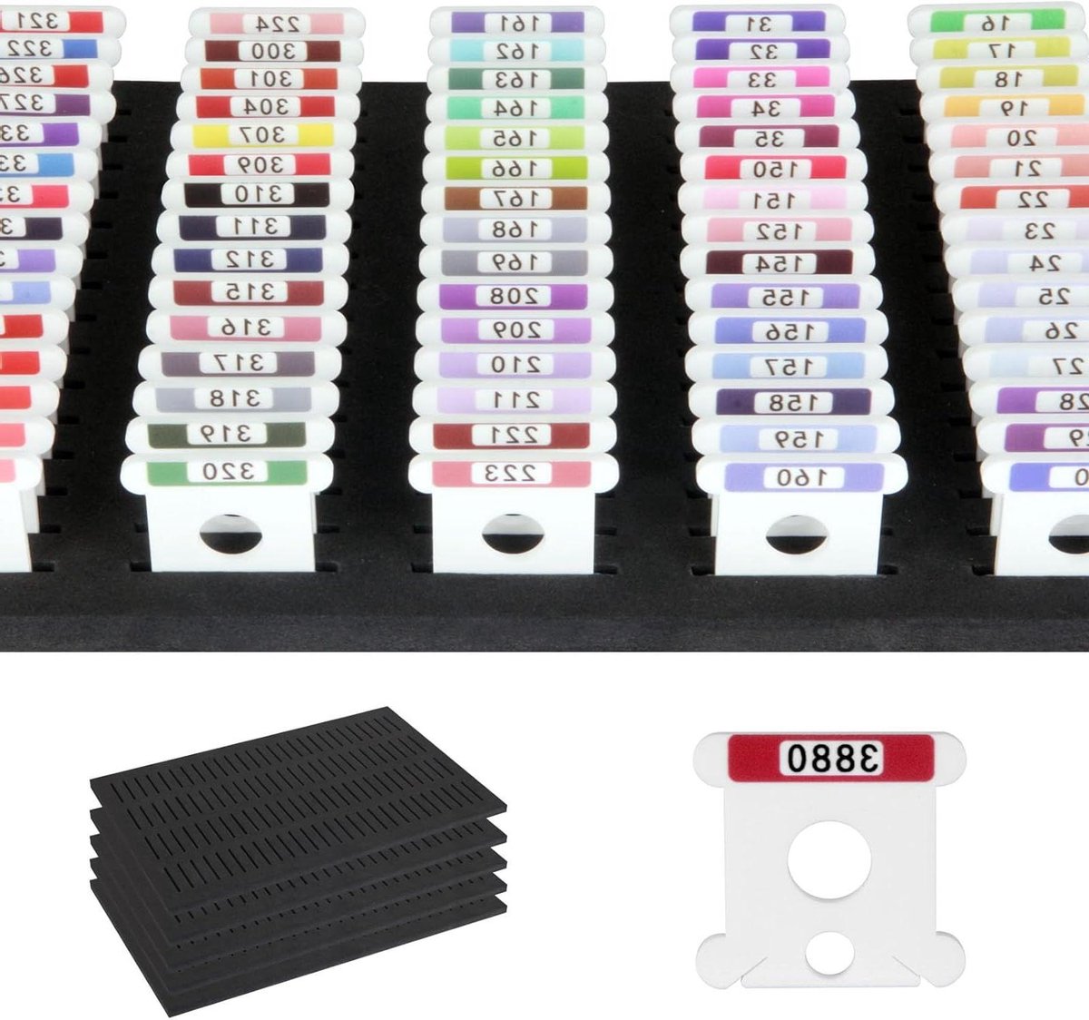 Acryl Borduurspoelen - Garenhouders Draad organizers - Garen Opbergen - Gedrukte Nummers - 500 stuks - Wit