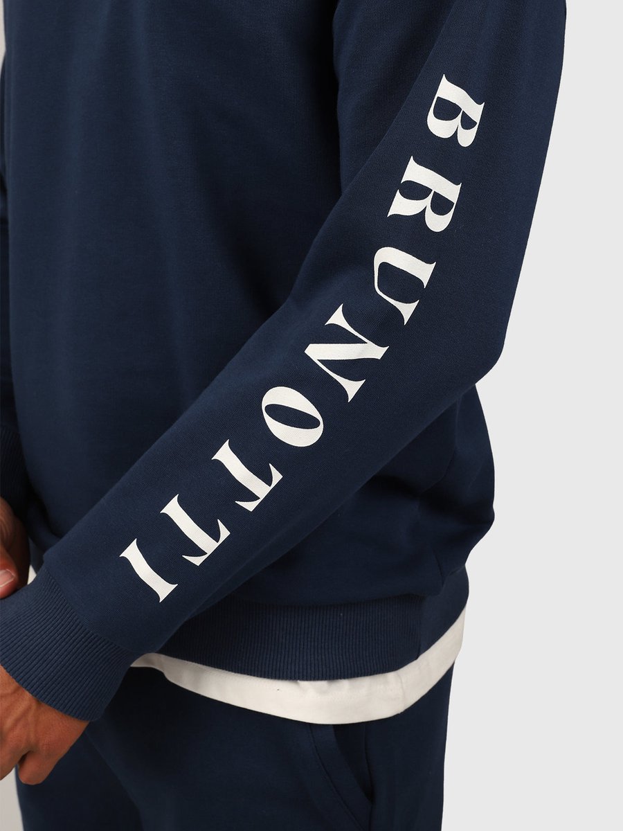 Brunotti - Konder Hoodie - Night Blue - Heren Sweater - Trui Mannen - L
