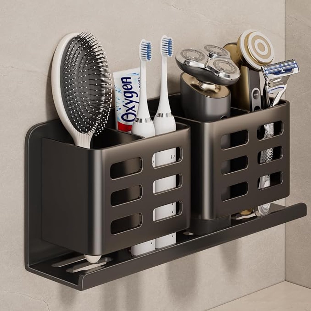 Tandenborstelhouder - Tandenborstel doosje - tandenborstel organizer - Elektrische tandenborstelhouder - tandenborstelhouder aan de muur gemonteerd - Zonder boren - Zwart