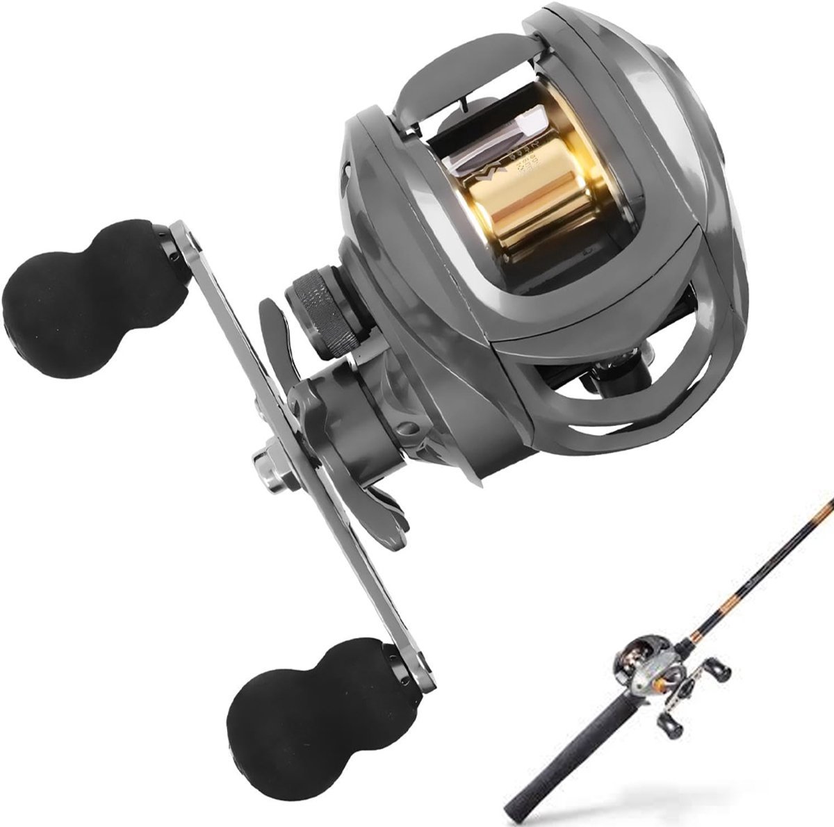 Vismolen - Linkerhand - 10kg Remkracht - Visrol - Vrijloopmolen - Spinmolen - Gladde Visserij Reel - Voor Zoet- en Zoutwater - Bait Cast Reel Combo voor Starters Visgere