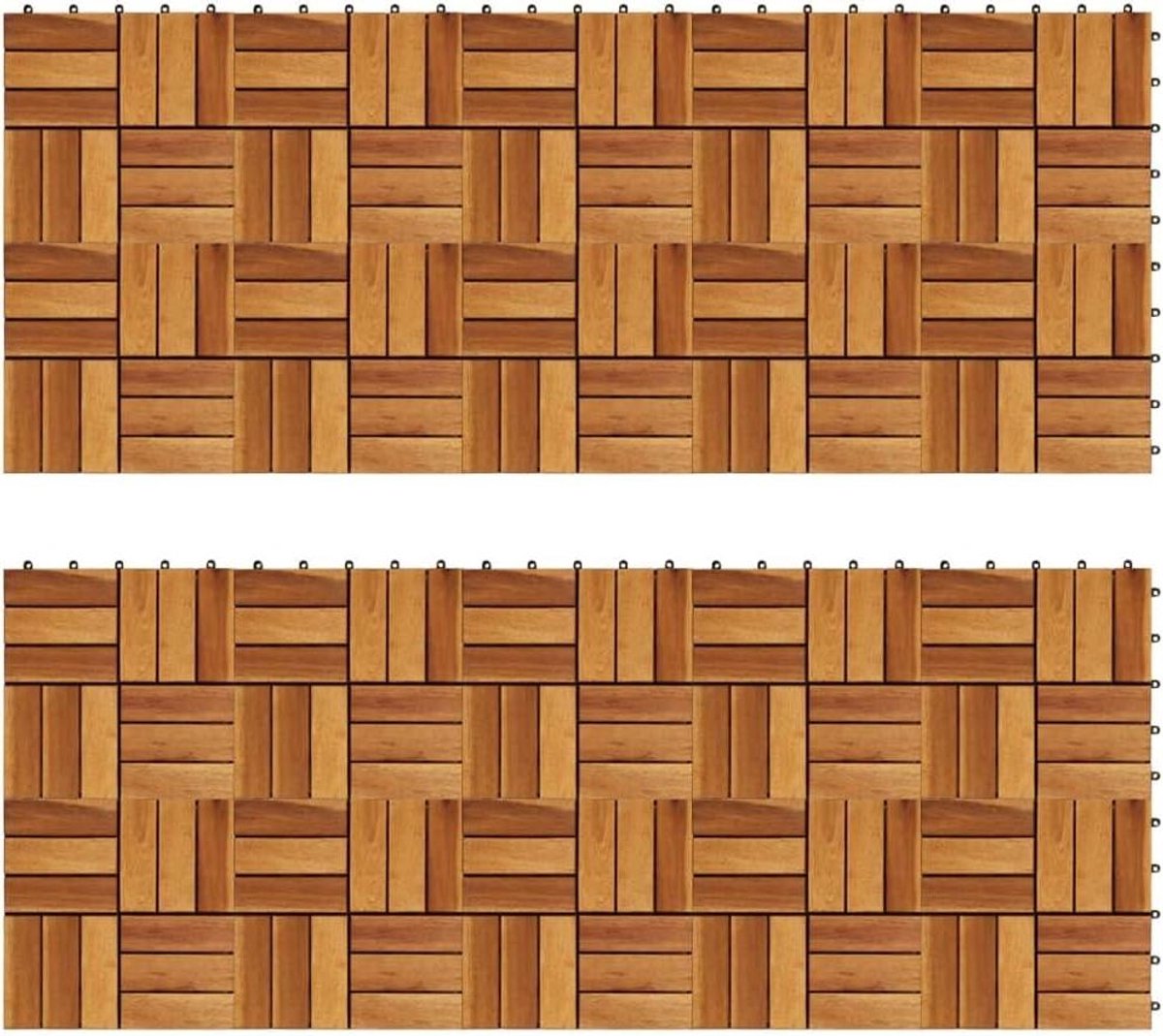 Terrastegels Hout - Houten Tegels Tuin - Buiten Vloeren - Acacia Hardhout - 30x30 cm - Bruin