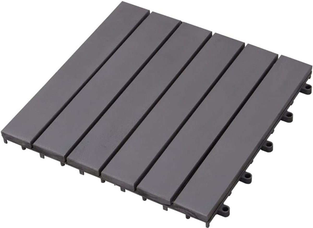 Terrastegels Hout - Tuintegels Vlonder - Tuin Decoratie - Massief Acaciahout Gelakt - 30x30 cm - Grijs