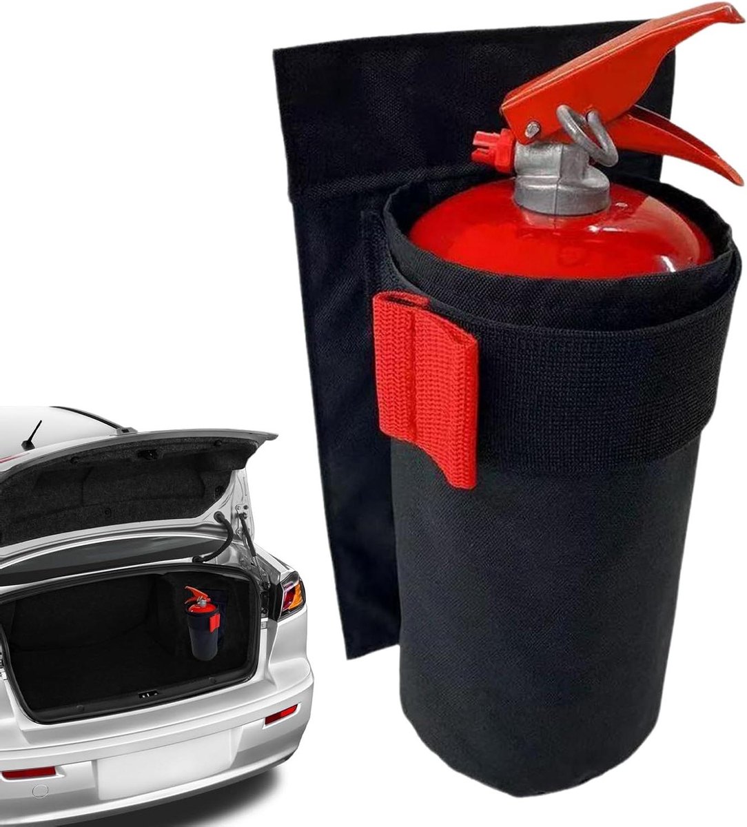 Brandblusser Houder Auto - Brandblusser Tas - Voertuig Organisatie - Verstelbare Klittenband - 24 x 11 cm - Zwart