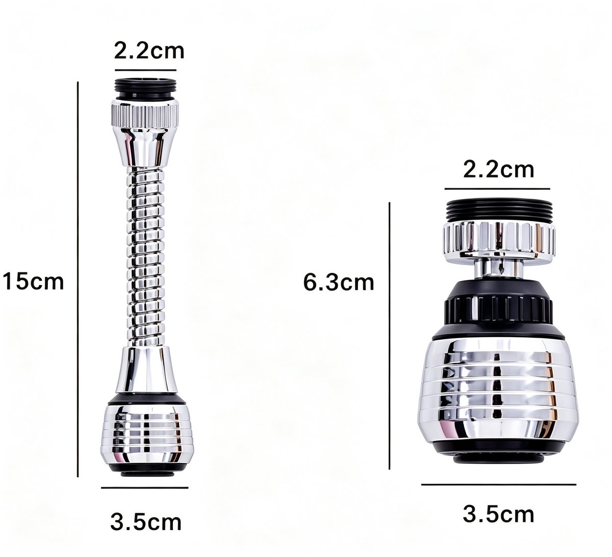 3 stuks-kraan anti-spat cover-draaibare kraan slang verlenging staaf-kraan connector-waterbesparende kraan schuimer-kraan spuitkop accessoires-filter verlenging accessoires-zilver