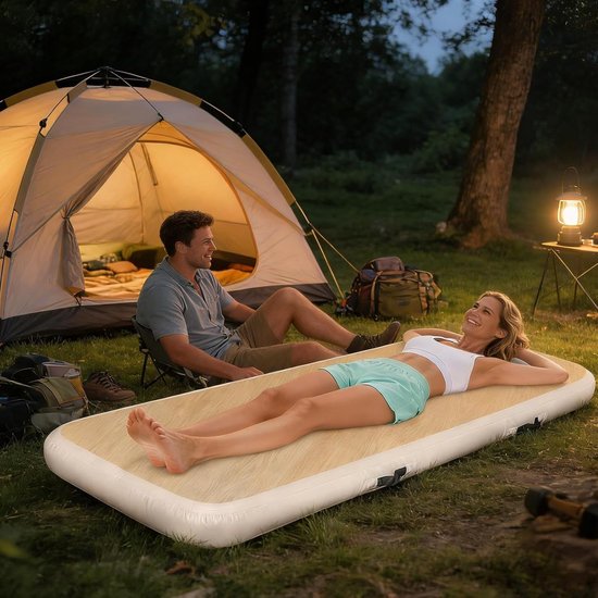 Luchtmatras Camping - Opblaasbaar Matje - Rust en Avontuur - Hoge Sterkte PVC - 200x65x15cm - Houtnerf van Merkloos — afbeelding 2