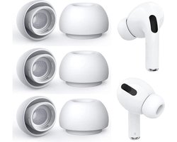 3 paar oordopjes geschikt voor Apple AirPods Pro - Siliconen oordopjes - Ear tips - Vervangende dopjes - In-ear dopjes - Medium - Wit - 3 paar met gaasje - Jonyx