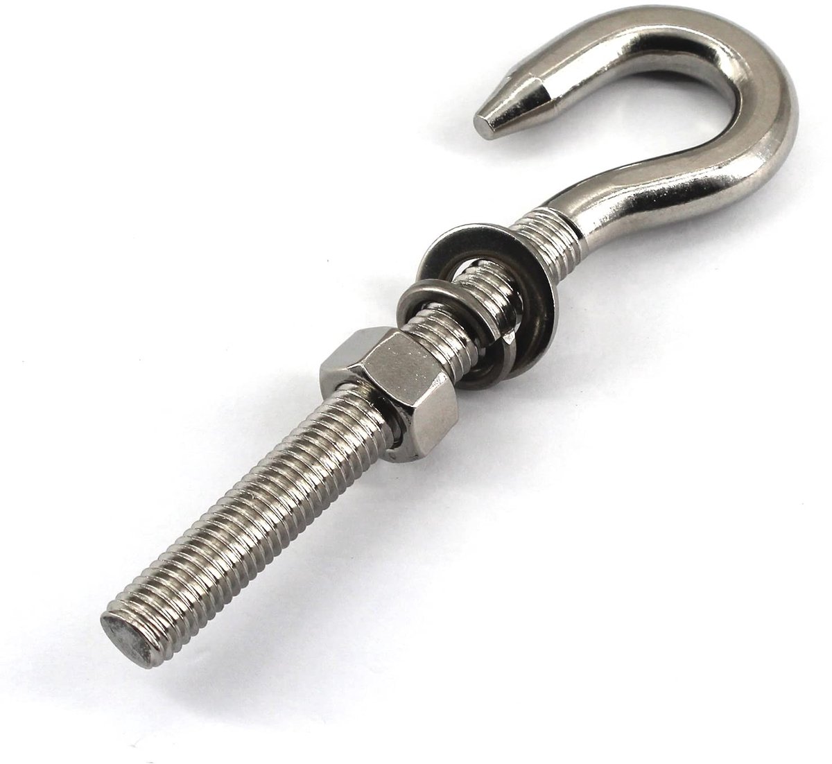 Dailygoods- Oogbout 12mm Rvs - 2 Stuks - Lange Schacht - Moer - Wasmachines - Corrosiewerend - Haakbout