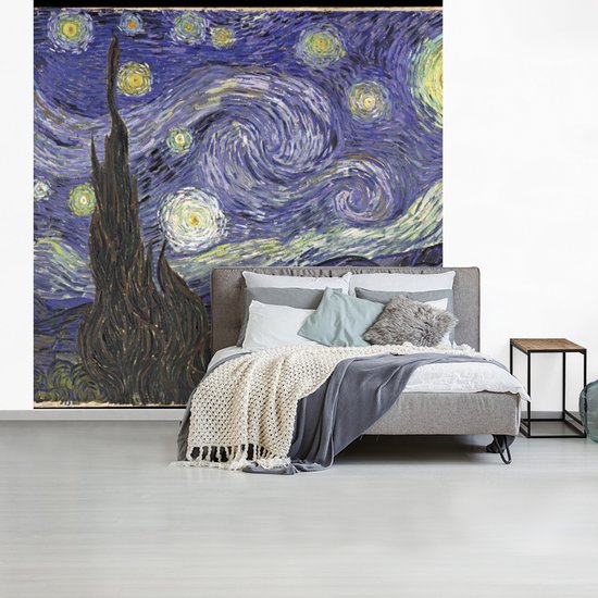 Behang - Fotobehang Sterrennacht - Vincent van Gogh - Breedte 280 cm x hoogte 280 cm