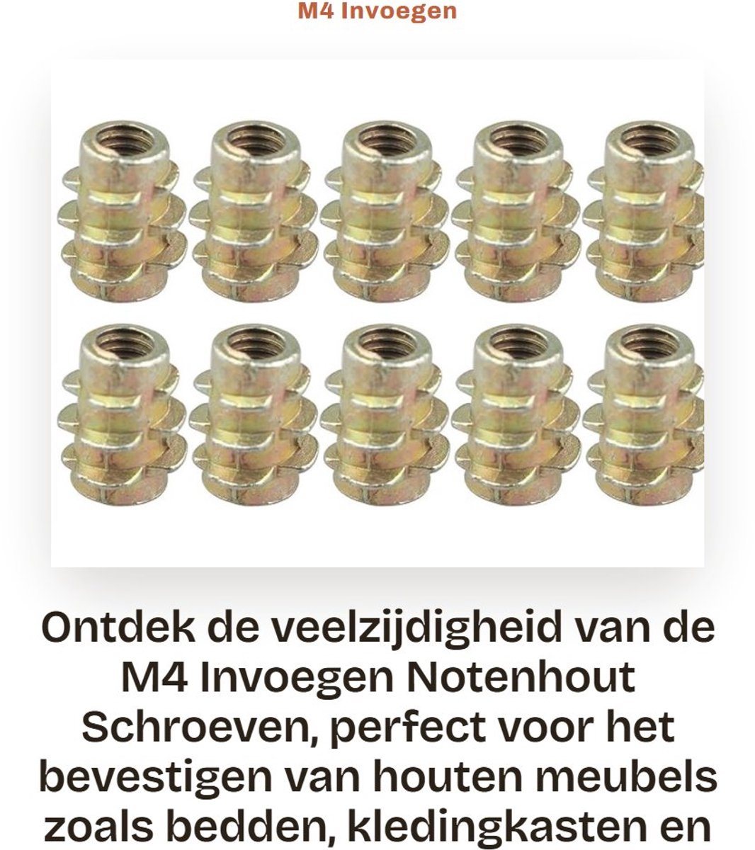 Dailygoods- Schroeven 10 Stuks - M4 x 10 mm - Hout - Bevestigingen - Anti-roest - Duurzaam - Eenvoudig te installeren - Meubelbevestigingen
