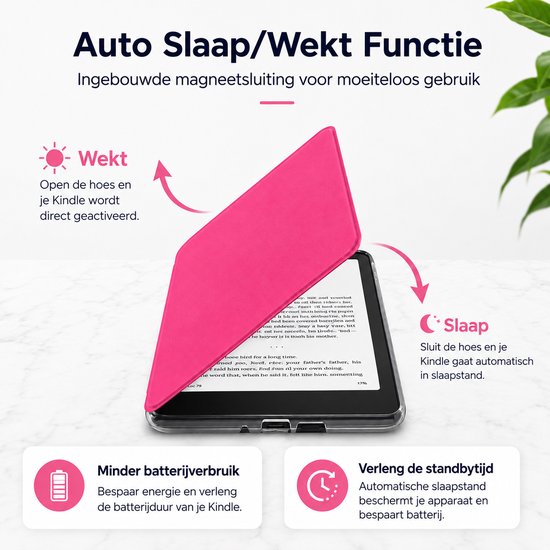Sounix Kindle Hoes Geschikt voor Kindle Paperwhite 12e Generatie (2024) & Kindle Colorsoft Signature Edition (2024) - 7 Inch - Magnetisch Afneembaar - Auto Slaap/Wekt Functie - Book Case - Roze van sounix — afbeelding 2
