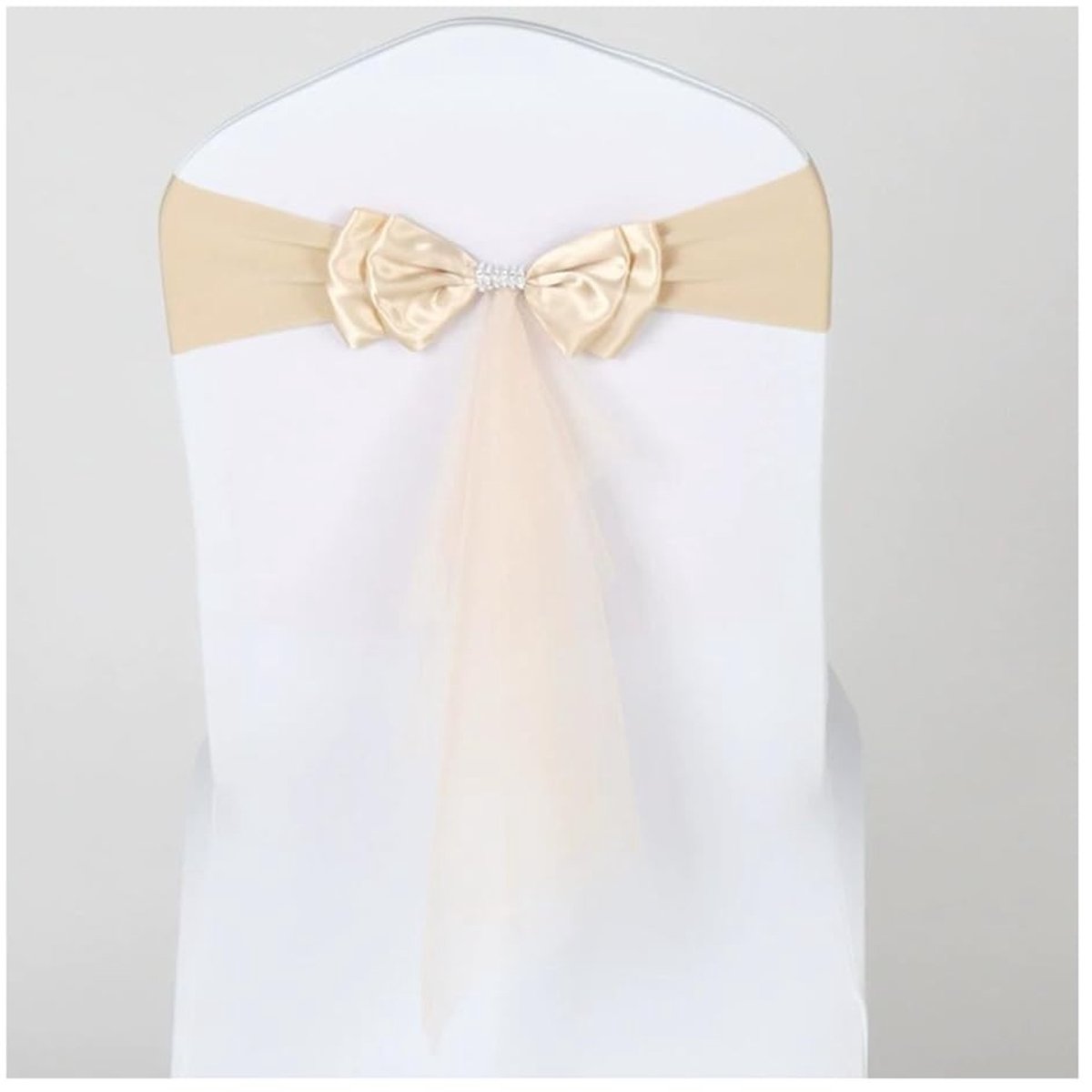 Dailygoods- Stoelsjerpen Elastisch - Stoelbanden - Decoraties Bruiloft/Verjaardag - 20 Stuks - Dubbel Satijn/Mesh - Eenvoudige Bevestiging