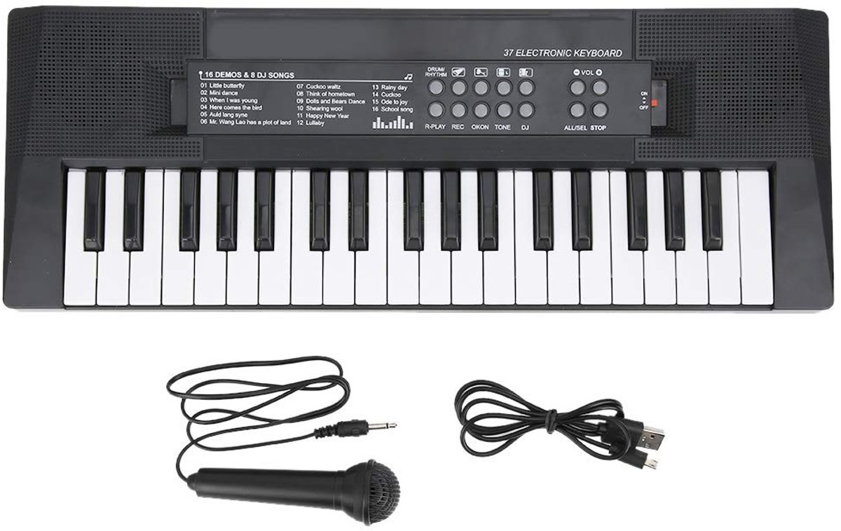 Dailygoods - Elektrisch toetsenbord - Draagbaar muziektoetsenbord - Educatief muziekinstrument - Zwart en wit - 37 toetsen - Geschikt voor kinderen -...
