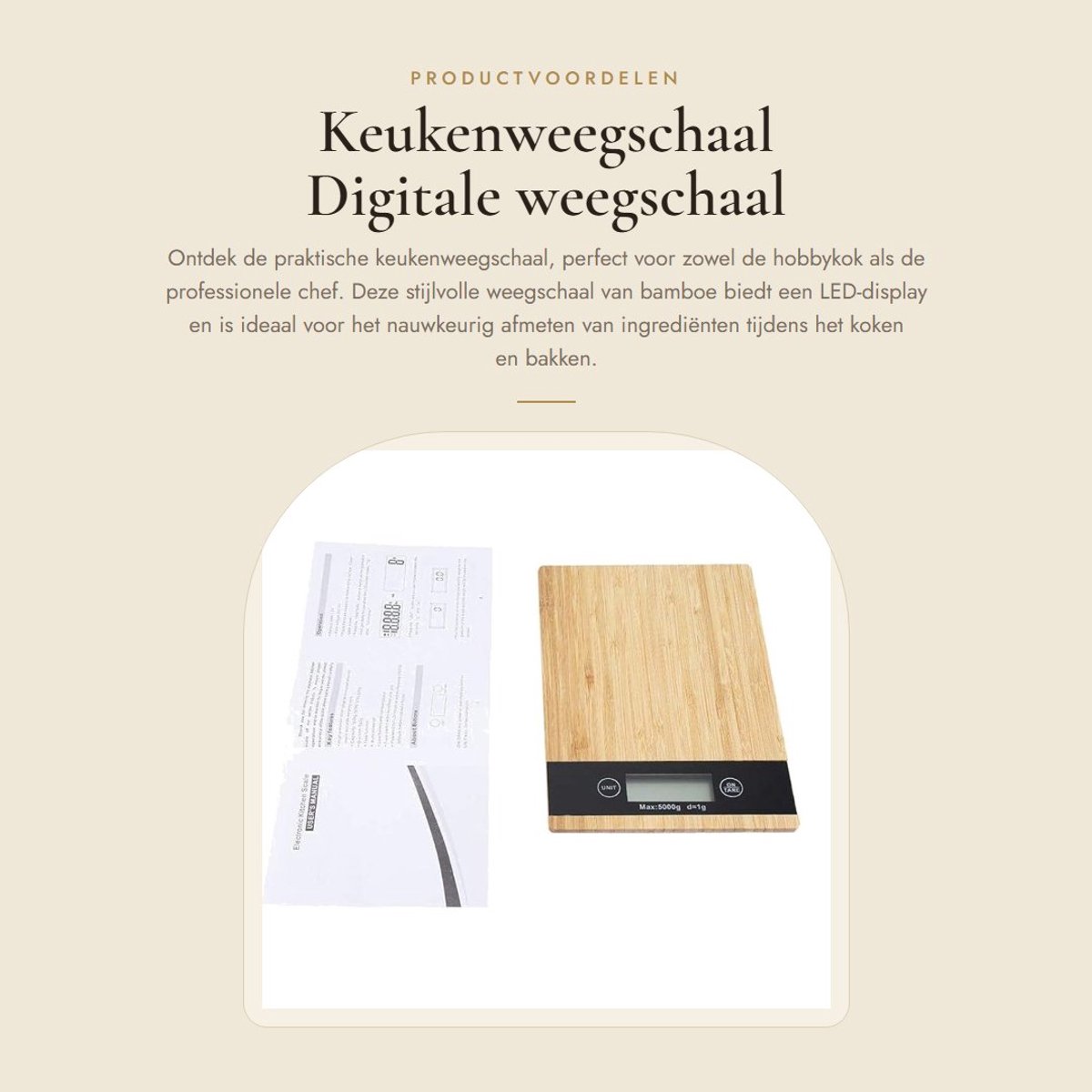 Dailygoods- Keukenweegschaal LED Display - Keukenweegschaal Bamboo - Digitale Keukenweegschaal - Duurzaam en Veilig - Herbruikbaar en Niet-toxisch - Automatische Uitschakeling - Digitale Weegschaal