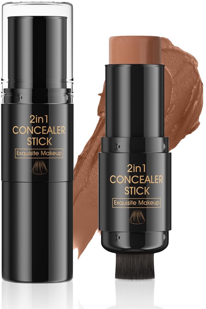 Dailygoods - 2-in-1 bronzing crème stick met kwast, contourstick, make-up, gezicht, verheldert potlood, schaduwen, voor wangen, ogen, lippen, huidtypes, make-up, gezicht, langdurig, waterdicht, glad